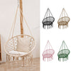 Boho Hanging Hammock Swing Chair Cotton Rope Swing for Indoor Outdoor Patio