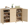 Bamboo Shoe Cabinet with Louvered Doors, 14 Pairs Footwear Cupboard for Hallway