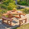 Round Picnic Table Bench, Seats 8, Patio Garden set, Strong and Sturdy
