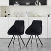 2Pcs Black Dining Chairs Velvet Padded Seat Dining Room Chair Modern High Back