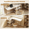 Computer Desk with Storage Shelves Writing Desk 150cm White/Oak