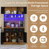 Kitchen Cupboard w/ LED & Power Outlet, Countertop, Tall Kitchen Cabinet, Black