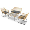 Rattan Garden Furniture Set Sofa Chairs Glass Table Wicker Grey Cushions 4PCS