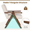 Beige Modern Accent Chair Linen Fabric Armchair with Solid Acacia Wood Frame