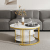 Set of 2 Nesting Coffee Tables Round Stacking Sofa Side Tables for Living Room