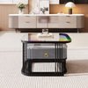 Square Nesting Coffee Table Set of 2 Stacking Side Tables with 2 Drawers Storage
