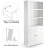 Wooden Tall Bookcase 3-Tier Shelving Storage Cabinet 2 Doors Display Organizer