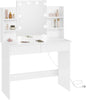 White Dressing Table Vanity Makeup Desk with Dimmable LED Bulbs Mirror 2 Drawers