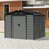 Grey Wood Grain Metal Garden Shed 8x7ft Outdoor Storage House with Foundation