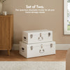 Cream Metal Storage Trunks Chest Bedroom, Dressing Room Set of 2, Beautify
