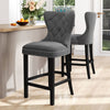 Kitchen Counter Bar Stool Breakfast Barstool High Chair Velvet Fabric Wood Legs