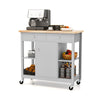 Mobile Kitchen Island Cart Rolling Kitchen Island w/ Rubber Wood Top (Grey)