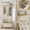 Cream Coat Stand with Shoe Storage, Hallway Unit & Storage Bench,