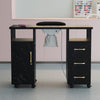 Rolling Table Nail Workstation Drawer Vacuum Marbling Texture Cabinet