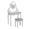 White Dressing Table Set with 5 Drawers Mirror and Stool Makeup Vanity Table