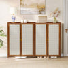 Shoe Cabinet Storage Organizer 4 Rattan Door Cupboard Footwear Stand Wooden Unit