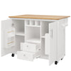 Kitchen Trolley Storage Islands & Carts with Extendable Rubberwood Worktop White
