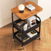 3 Tier Storage Trolley on Wheels Rolling Kitchen Trolleys Metal Utility Cart