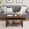 40''Coffee Table with Storage Shelf,Rustic Farmhouse Sofa Table for Small Spaces