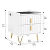 Modern LED Bedside Table with 2 Drawers Bedside Cabinet with Wireless Charging