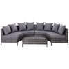 Garden Rattan Furniture 4 Seaters Half-round Patio Outdoor Sofa & Table - Grey