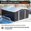 12x14FT Galvanized Metal Garden Shed Lockable Door Tool Storage shed, Anthracite