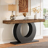 63-Inch Industrial Console Table Narrow Entryway Sofa Table w/ Black Metal Base