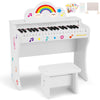 ♬Mustar 37 Keys Kids Keyboard Piano Wooden Educational Toy Stool DIY Sticker