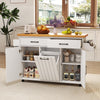 Mobile Kitchen Cart Kitchen Island w/Trash Bag Storage-White