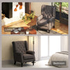 Accent Chair Wingback Armchair Retro Tufted Club Wood Fabric, Brown