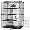 4 Tier Cube Cat Cage 143 CM Large Cat Enclosure w/Comfy Hammock-Black