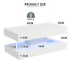 High Gloss LED Coffee Table Modern White Marble 2 Tiers Rectangle Tea Table
