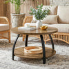 31.5'' Round Coffee Table 2-Tier Wooden Circle Center Cocktail Table Living Room