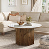 Round Coffee Table with Sintered Stone Top, 31.5-Inch White Circle Center Table