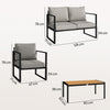 Garden Furniture Set, 4 Piece Patio Furniture with Slatted Table
