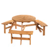 Garden Round Table Chair Benches Wooden 6 Seater Patio Umbrella Hole Outdoor