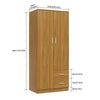 2 Door 2 Drawer Wardrobe with Shelf Hanging Rail Clothes Storage Cupboards Unit