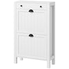 Narrow Shoe Cabinet with 2 Flip Drawers and Top Drawer, White
