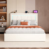 NEW LED OTTOMAN STORAGE PANEL WHITE PU LEATHER UPHOLSTERED BED FRAME DOUBLE Jszs