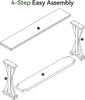63'' Solid Wood Console Table 2-Tier Farmhouse Narrow Entryway Sofa for Hallway