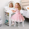 Kids Vanity Set with LED Mirror,Makeup Desk with 1 Drawers &,2 Open Shelves