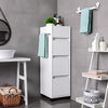 Slim Bathroom Floor Cabinet Storage Unit Tower with 3 Drawer & 4 Compartments