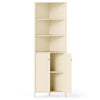 172CM Tall Corner Modern Corner Storage Cabinet with Shelves and Fluted Doors
