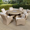 6 Seater Beige Round Rattan Garden Dining Set with Lazy Susan Built-in Ic FTR260