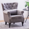 Chesterfield Accent Chair Wingback Armchair with Wood Frame for Living Room Grey
