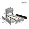 3ft Single Bed Upholstered Storage Bed Frame With Headboard, Lamp and 4 Drawers