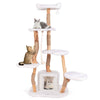 168 cm Tall Solid Wood Cat Tree Modern Wooden Cat Tower w/ Perch