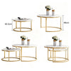 Round Coffee Table Set of 2 Stacking Side End Table Nesting Tables Marble Effect