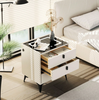 LED Bedside Table with 2 Drawers Cabinet Charging Station Nightstand Storage NEW