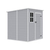 6x6ft Outdoor Storage Shed Plastic Garden Tool House with Floor & Lockable Door